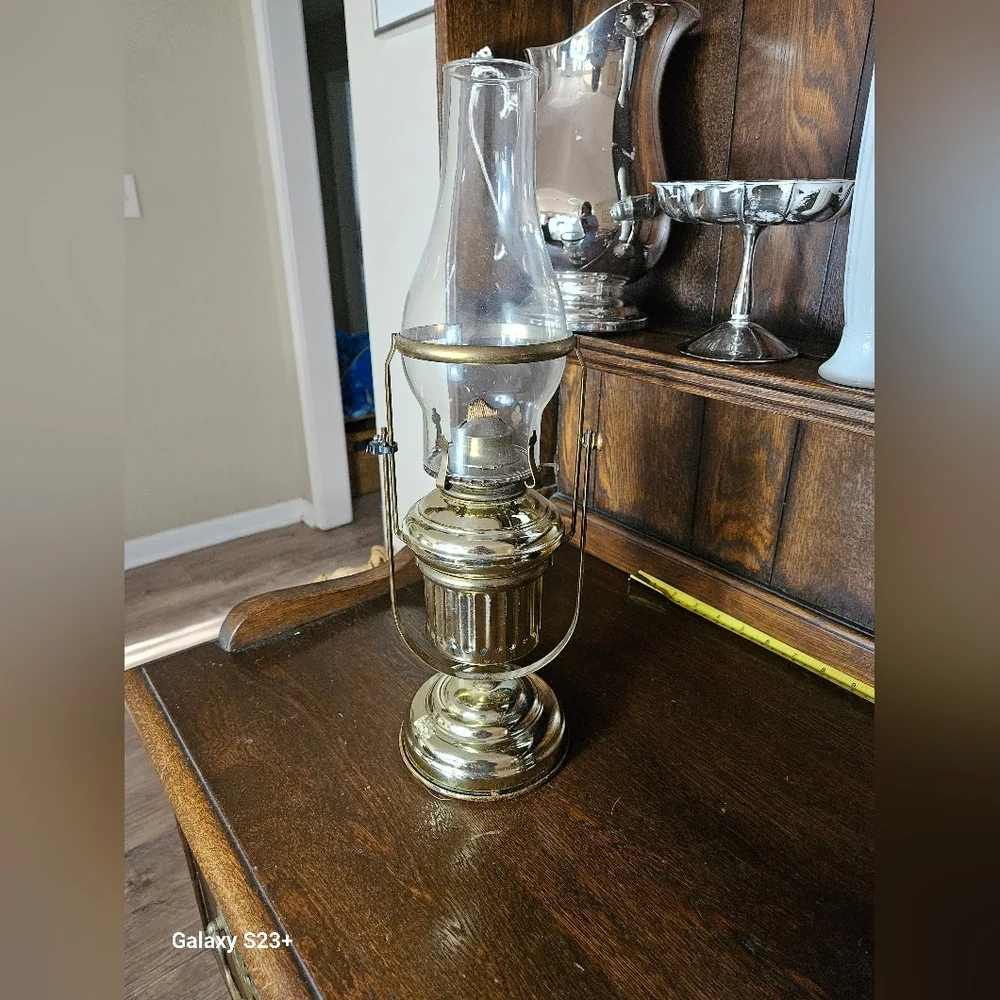 Brass Nautical Ship Gimbal Oil Lamp.